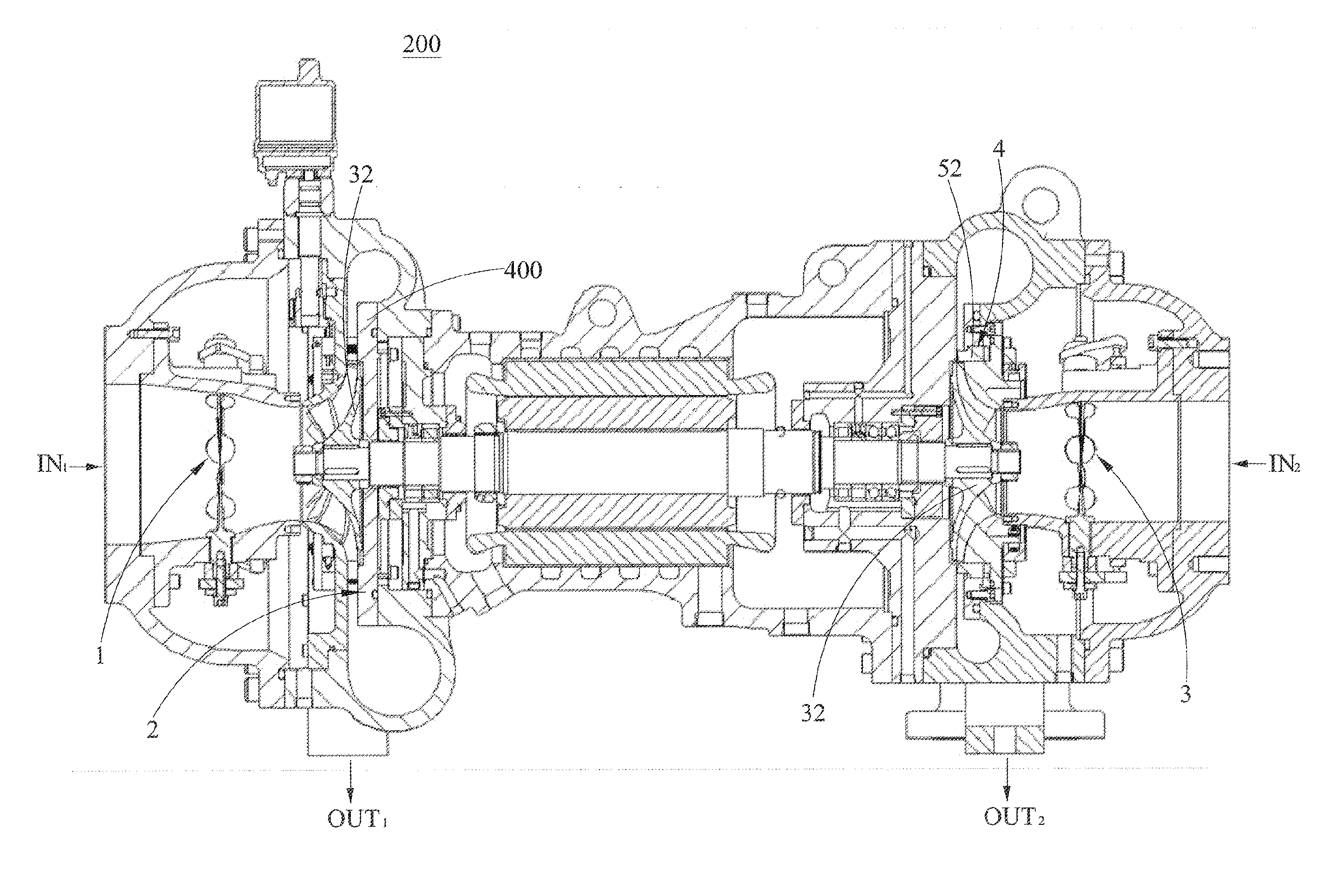 Multiple-capacity centrifugal compressor and control method thereof