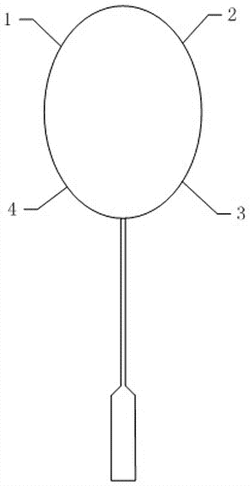 Amorphous alloy strip modified battledore frame and preparation method thereof