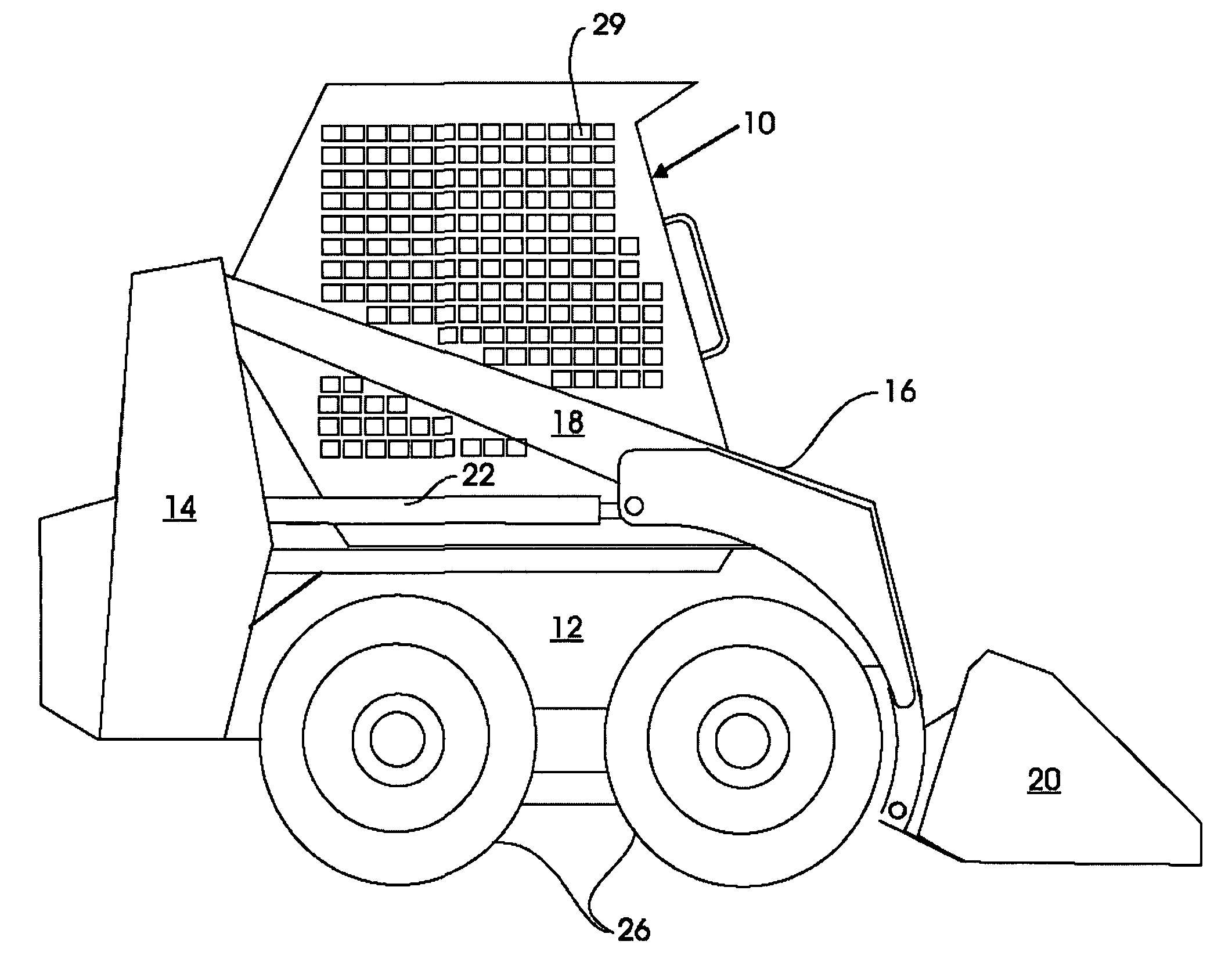 Cooling system for skid steer loader including fan assembly mounted to engine