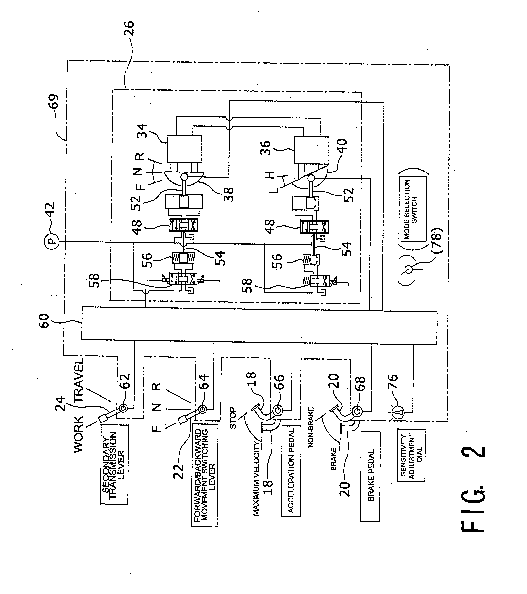 Travel control unit of working vehicle