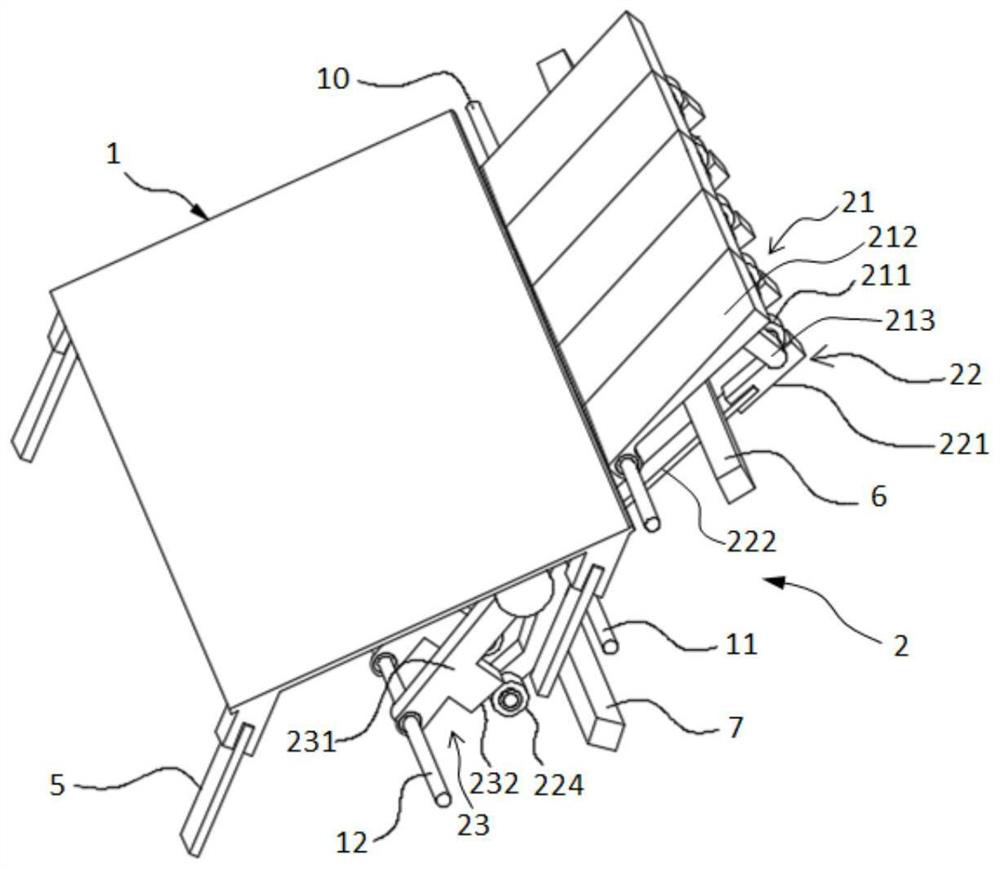 Material distributing device and conveying equipment