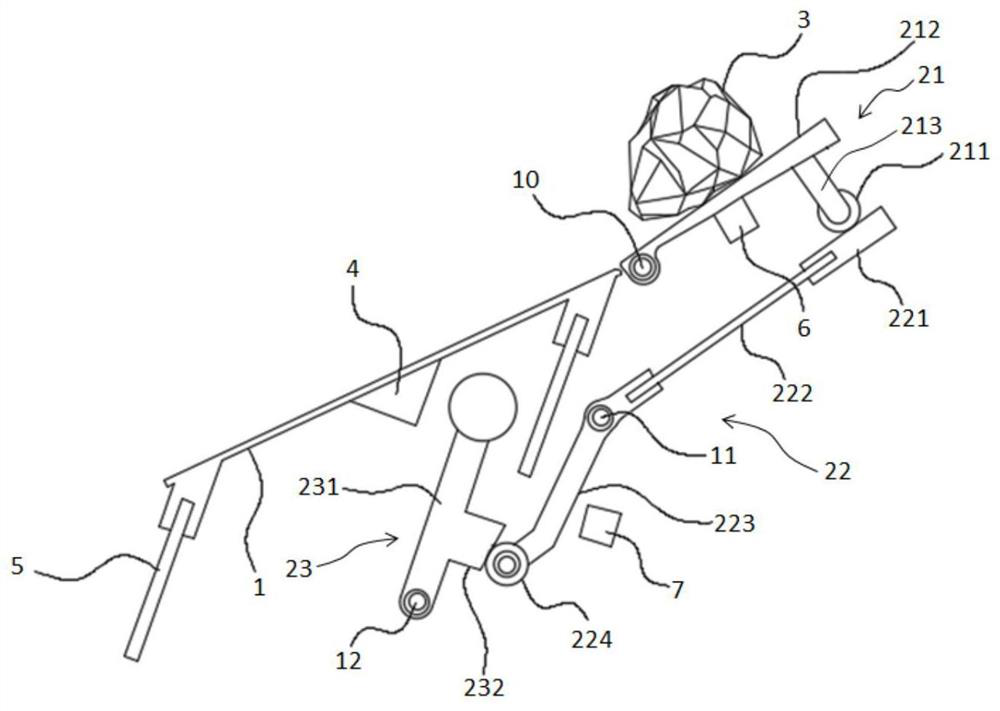 Material distributing device and conveying equipment