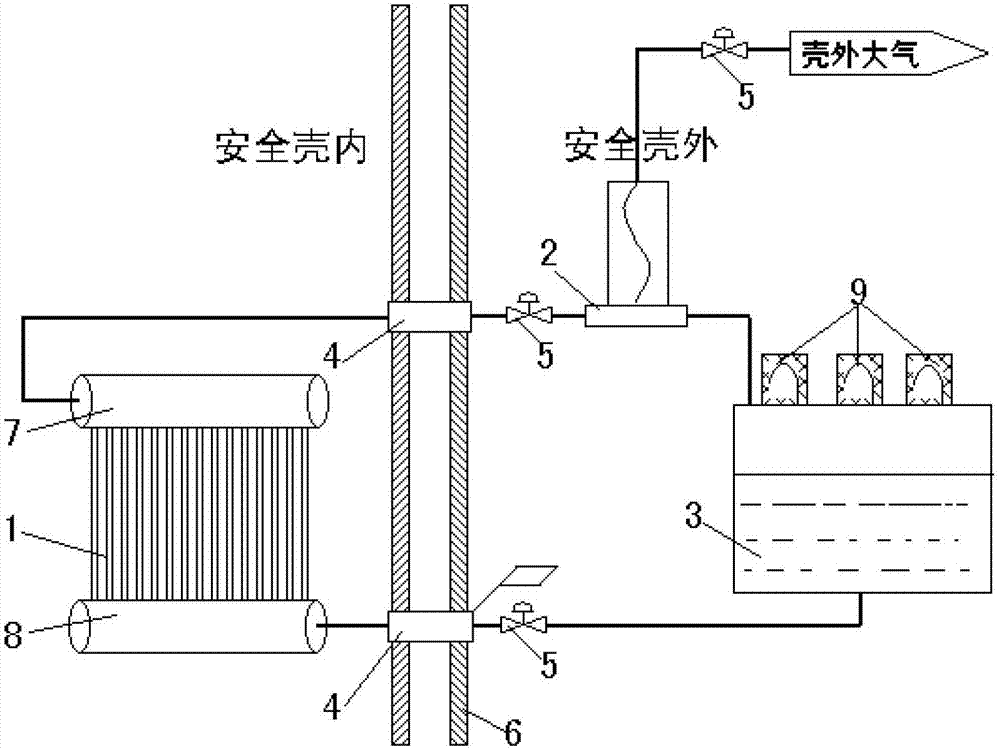 Passive direct evaporation type cooling system for double-layer concrete containment