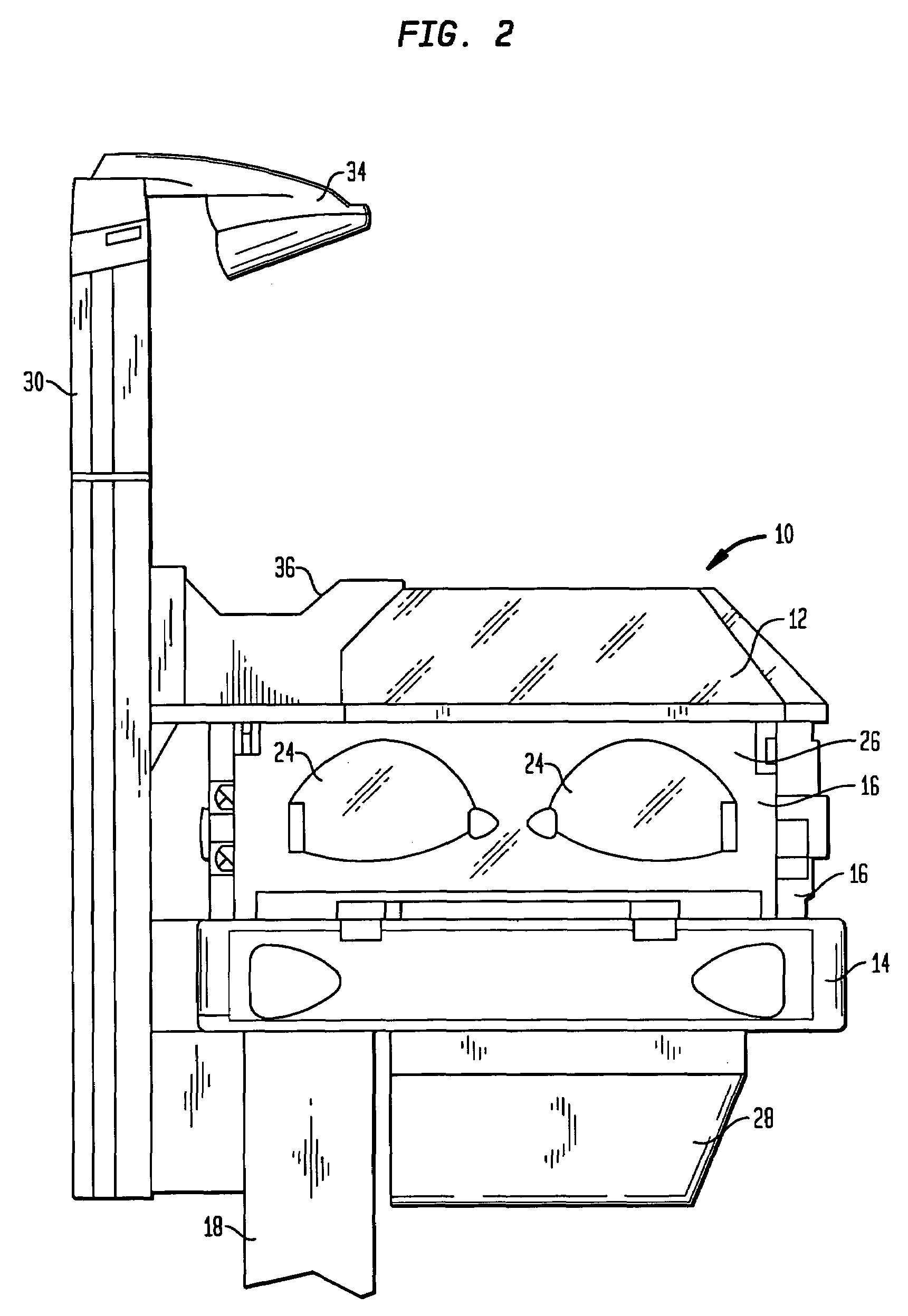 Infant care apparatus with fixed overhead heater