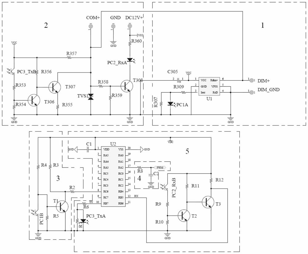 Interface multiplexing circuit and LED control device