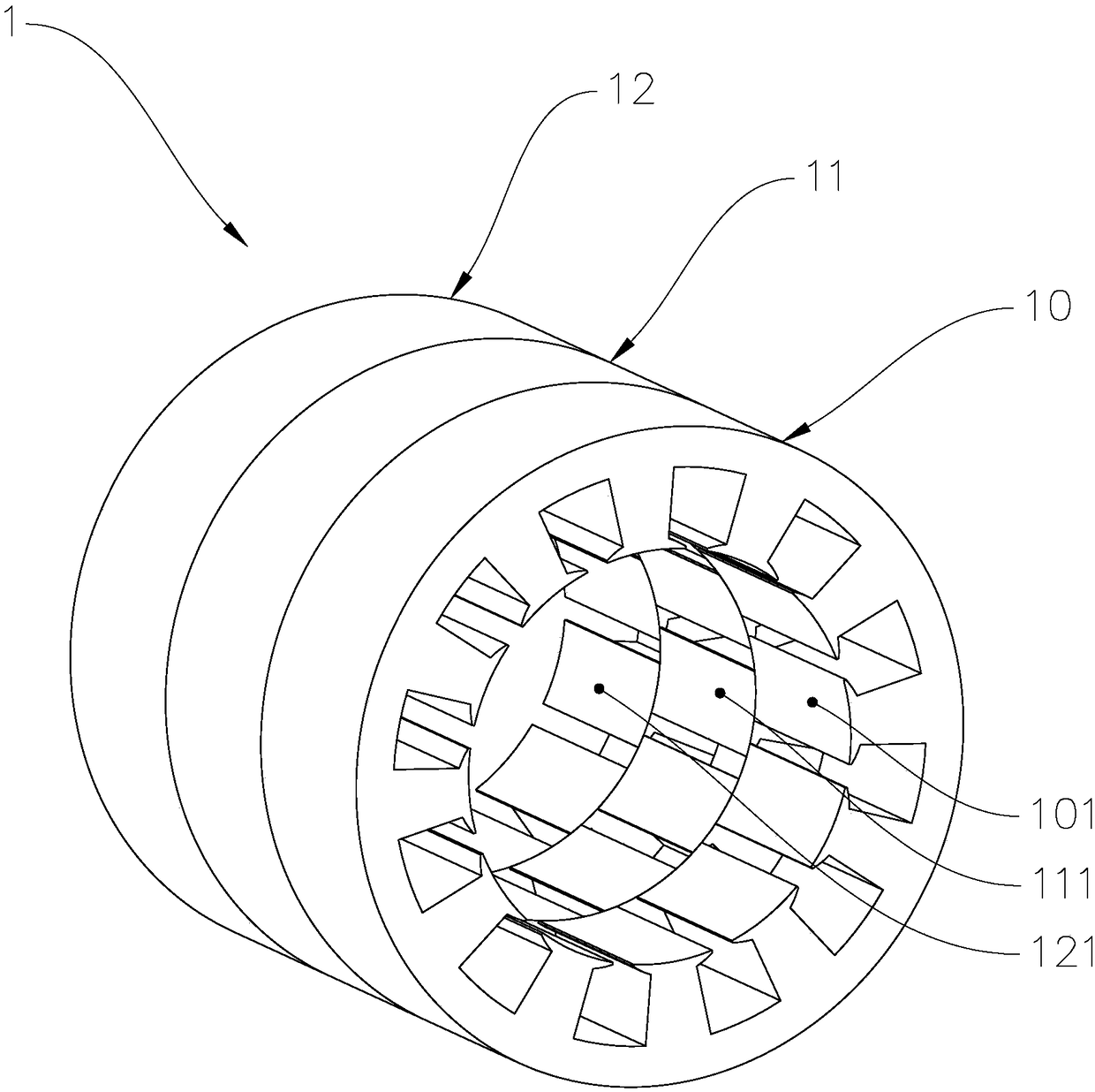 Motor stator, motor, linear motor stator and linear motor