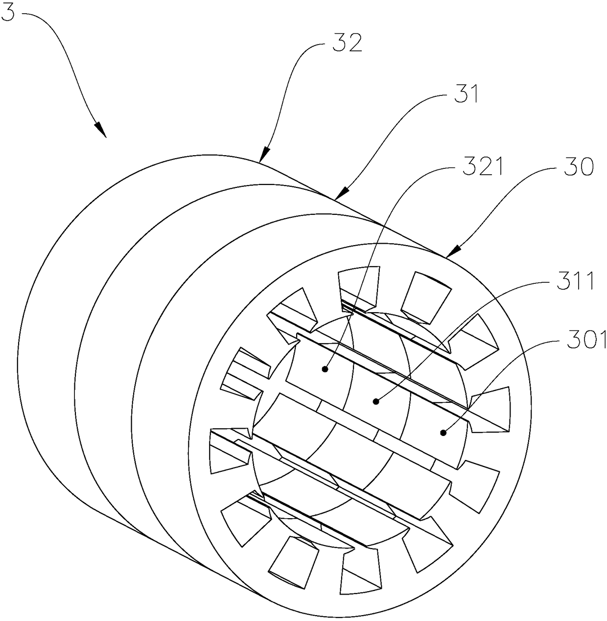 Motor stator, motor, linear motor stator and linear motor