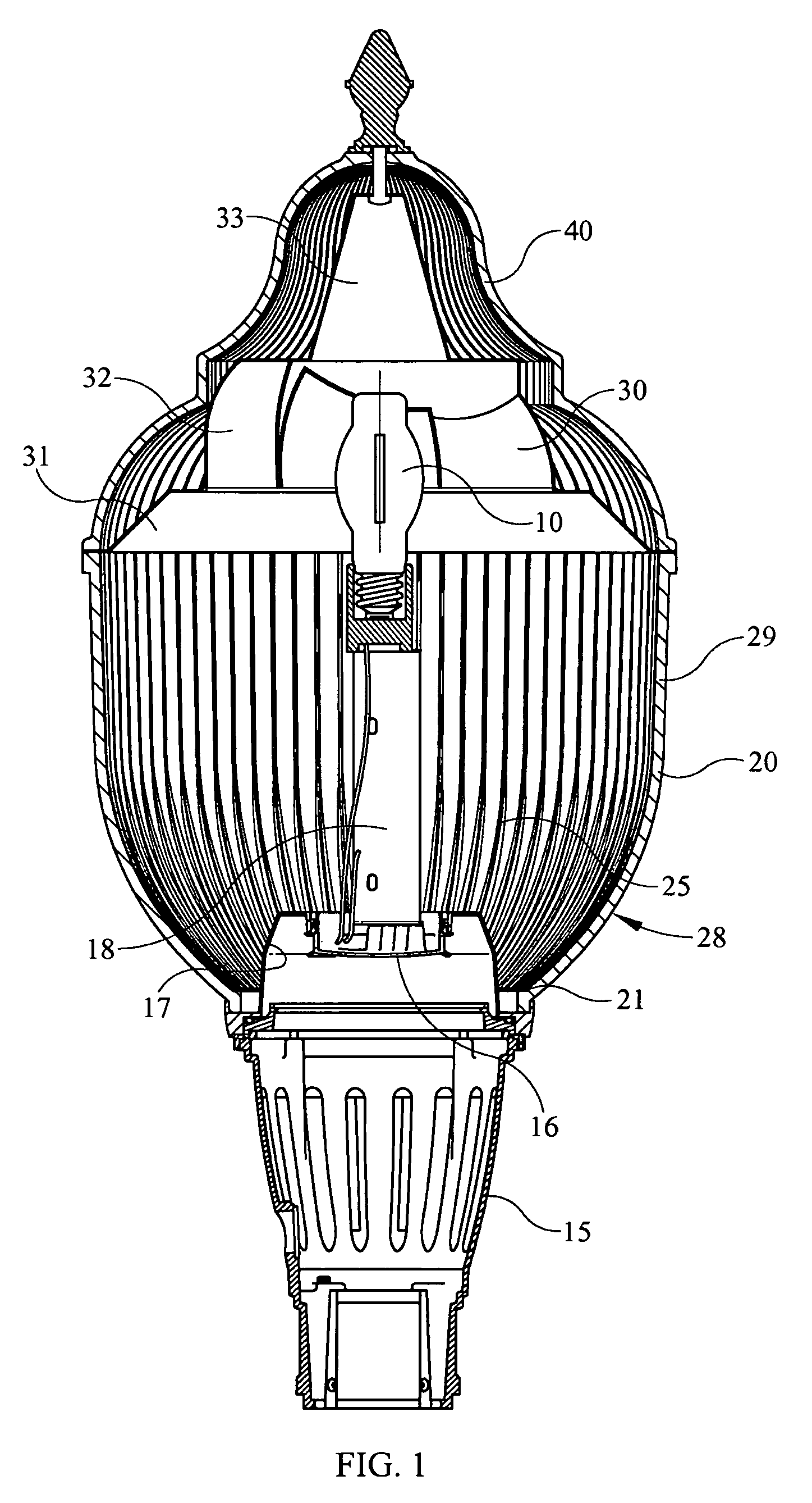 Low up-light cutoff acorn style luminaire