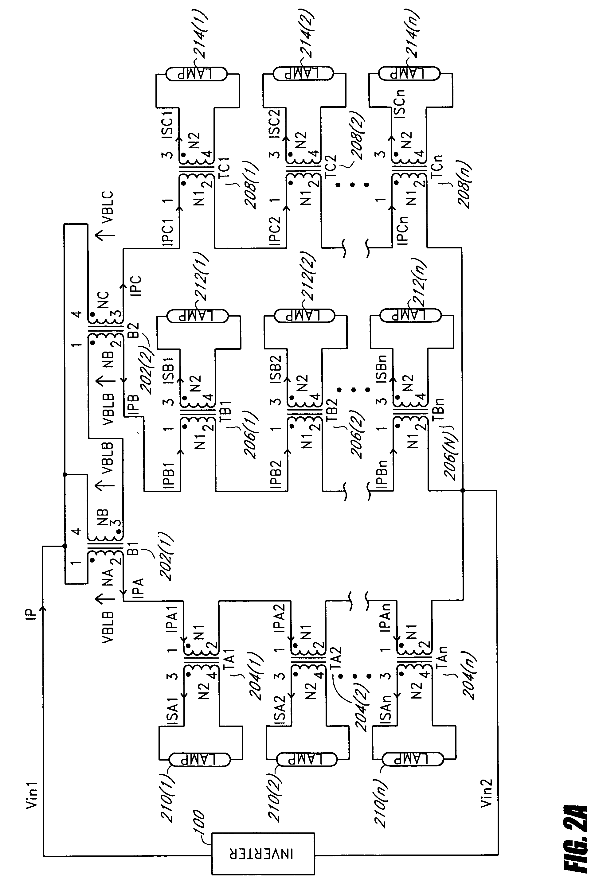 Primary side current balancing scheme for multiple CCF lamp operation