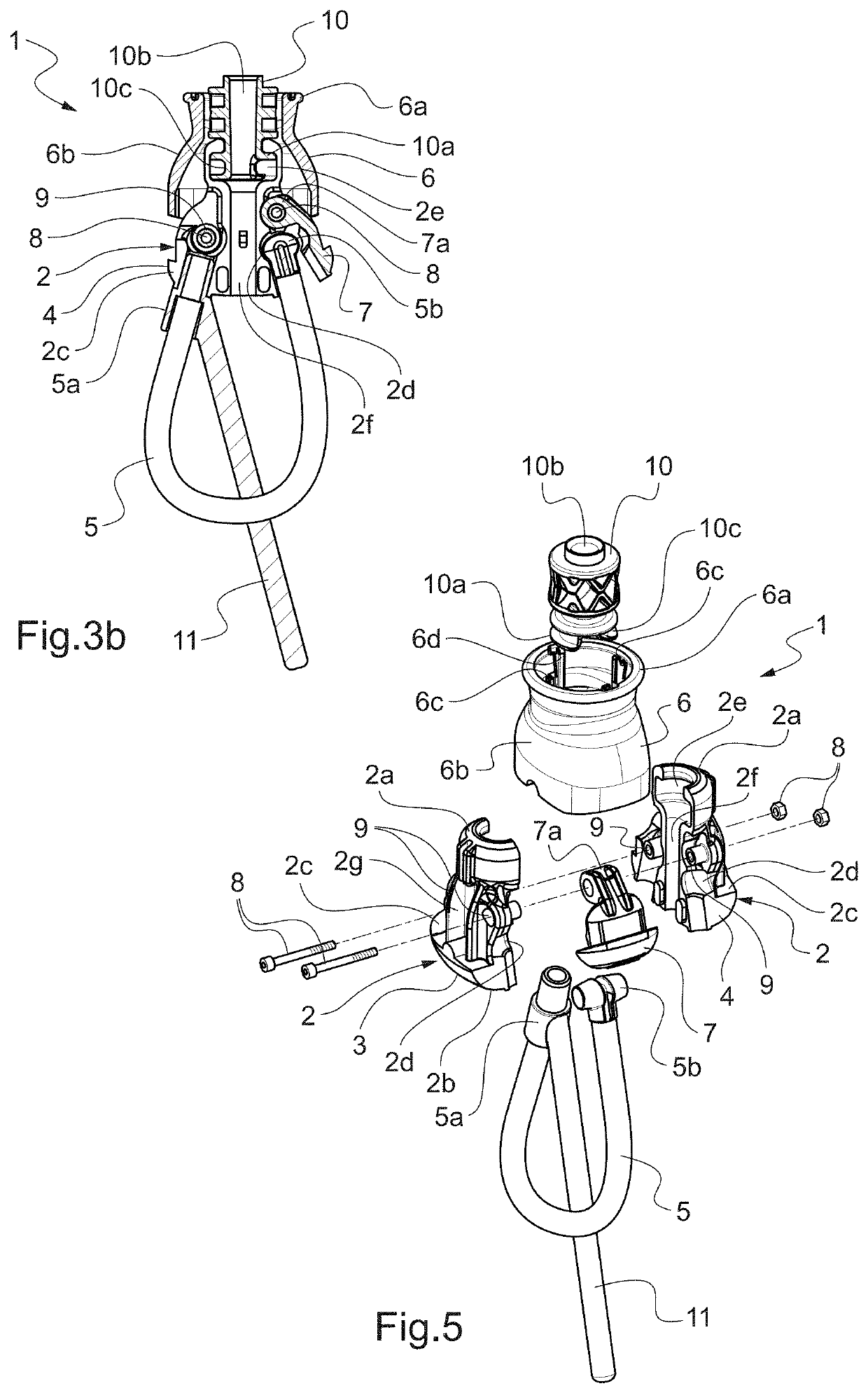 Coupling system, assembly of an equipment rigidly connected to a user and a coupling system and kiteboarding kite bar