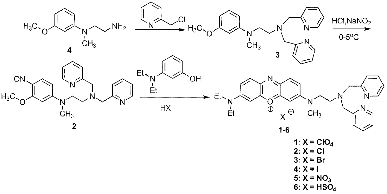 Near-infrared fluorescence probe used for detecting zinc ions in water phase, preparation method thereof, and application thereof