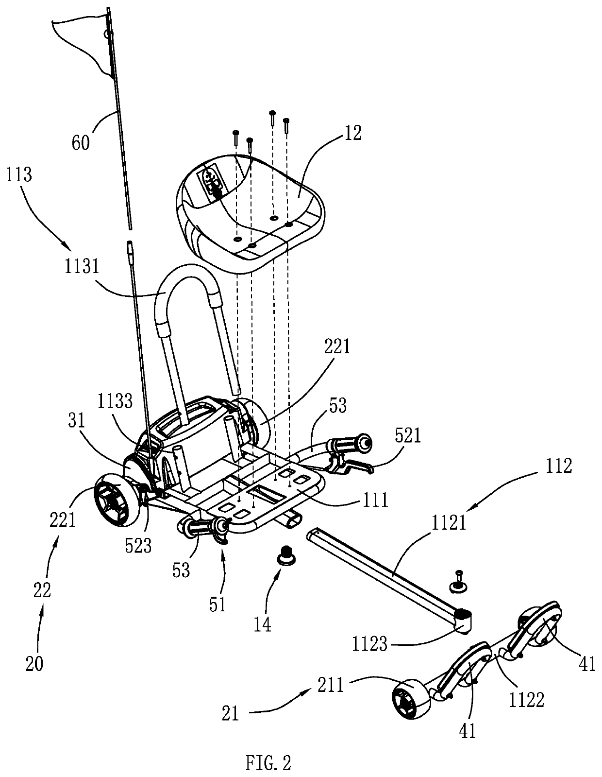 Miniature vehicle with foot steering arrangement