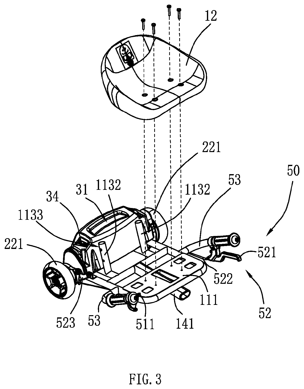 Miniature vehicle with foot steering arrangement