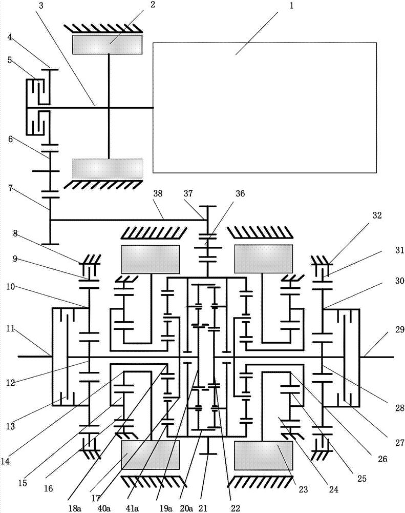 Series-parallel connection hybrid power transmission device of caterpillar