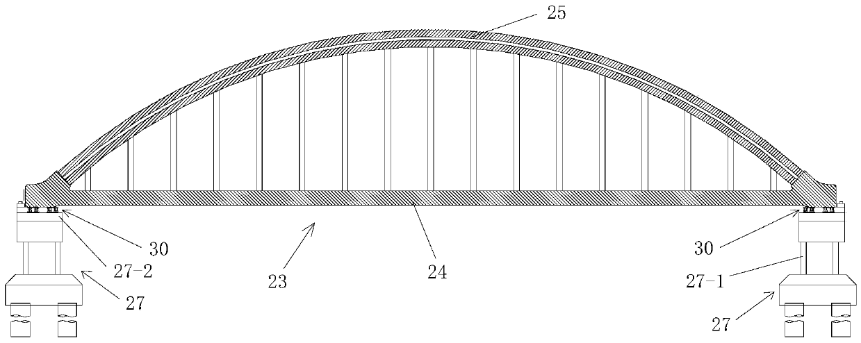 Jacking system for main bridge of large-span tied arch bridge and jacking construction method