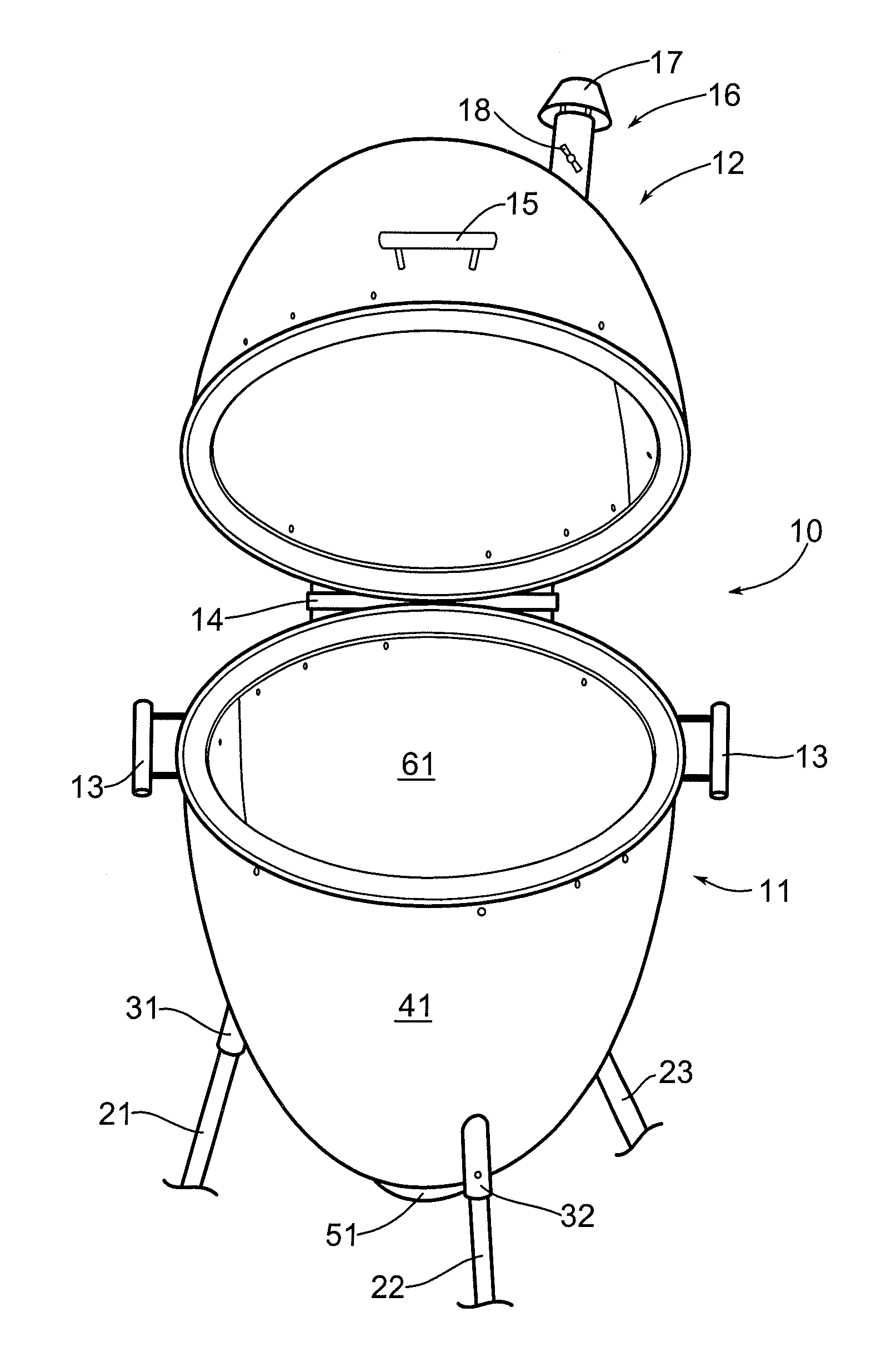 Non-ceramic outdoor cooker