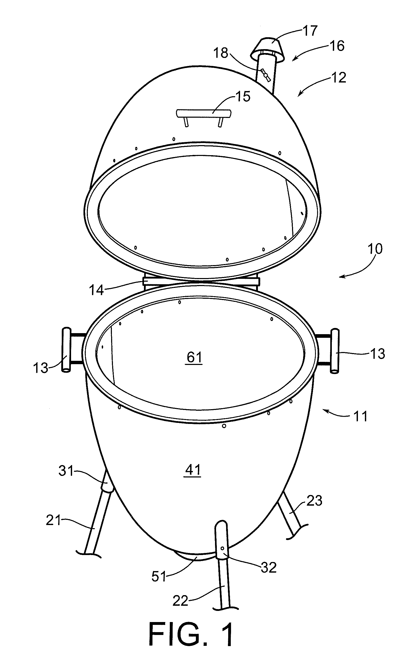 Non-ceramic outdoor cooker