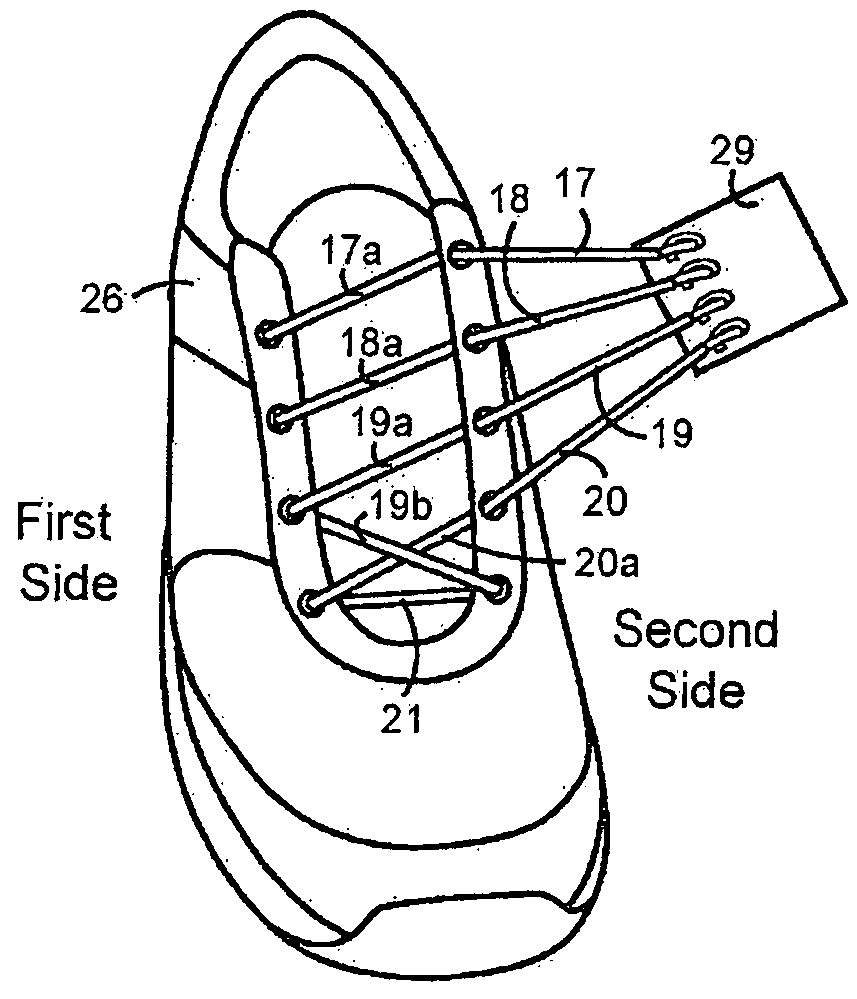 Apparatus and method for fastening a shoe