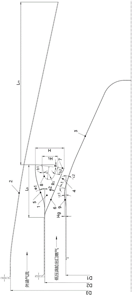 Ultra-compact and high-mixing-efficiency air exhaust system structure adopting de-swirl lobe mixer