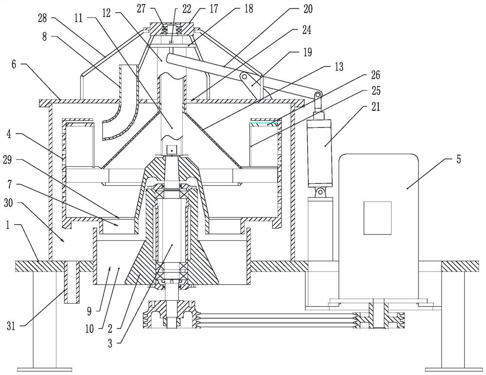 Lower discharging scraper centrifugal machine