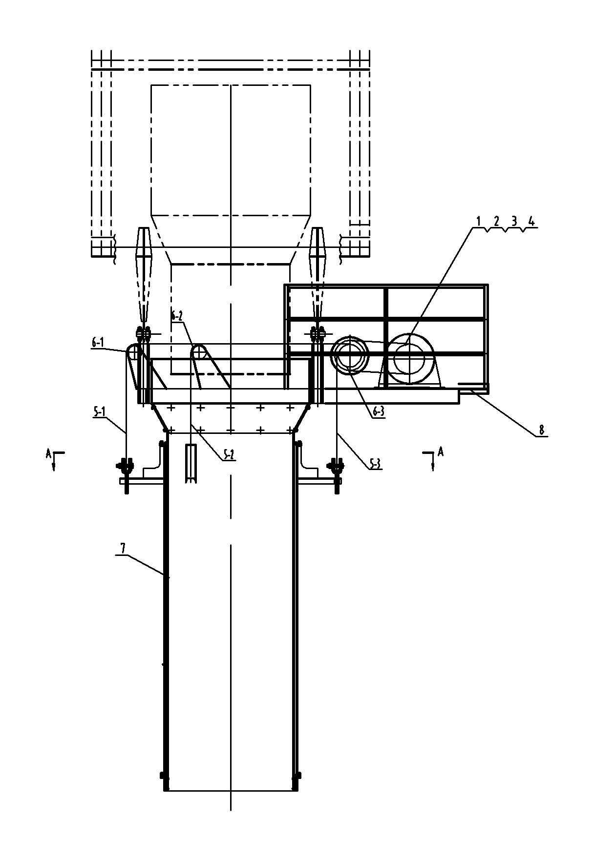 Three-pivot chute lifting appliance for ship loader