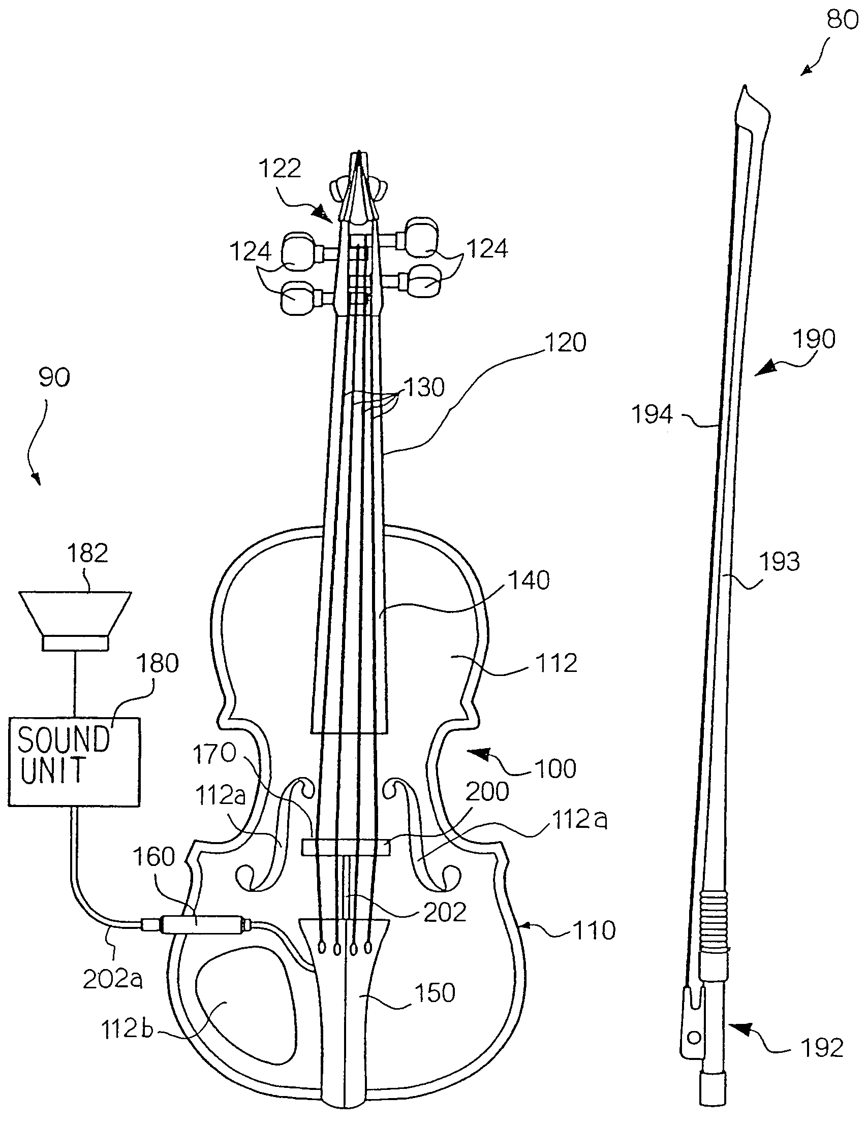 Stringed musical instrument equipped with pickup embedded in bridge and bridge used therein