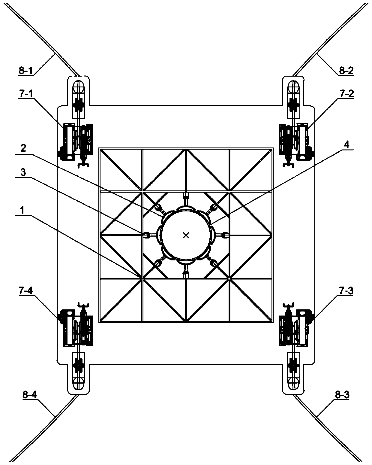 Floating type pile stabilizing platform device based on anchoring positioning control and pile sinking method