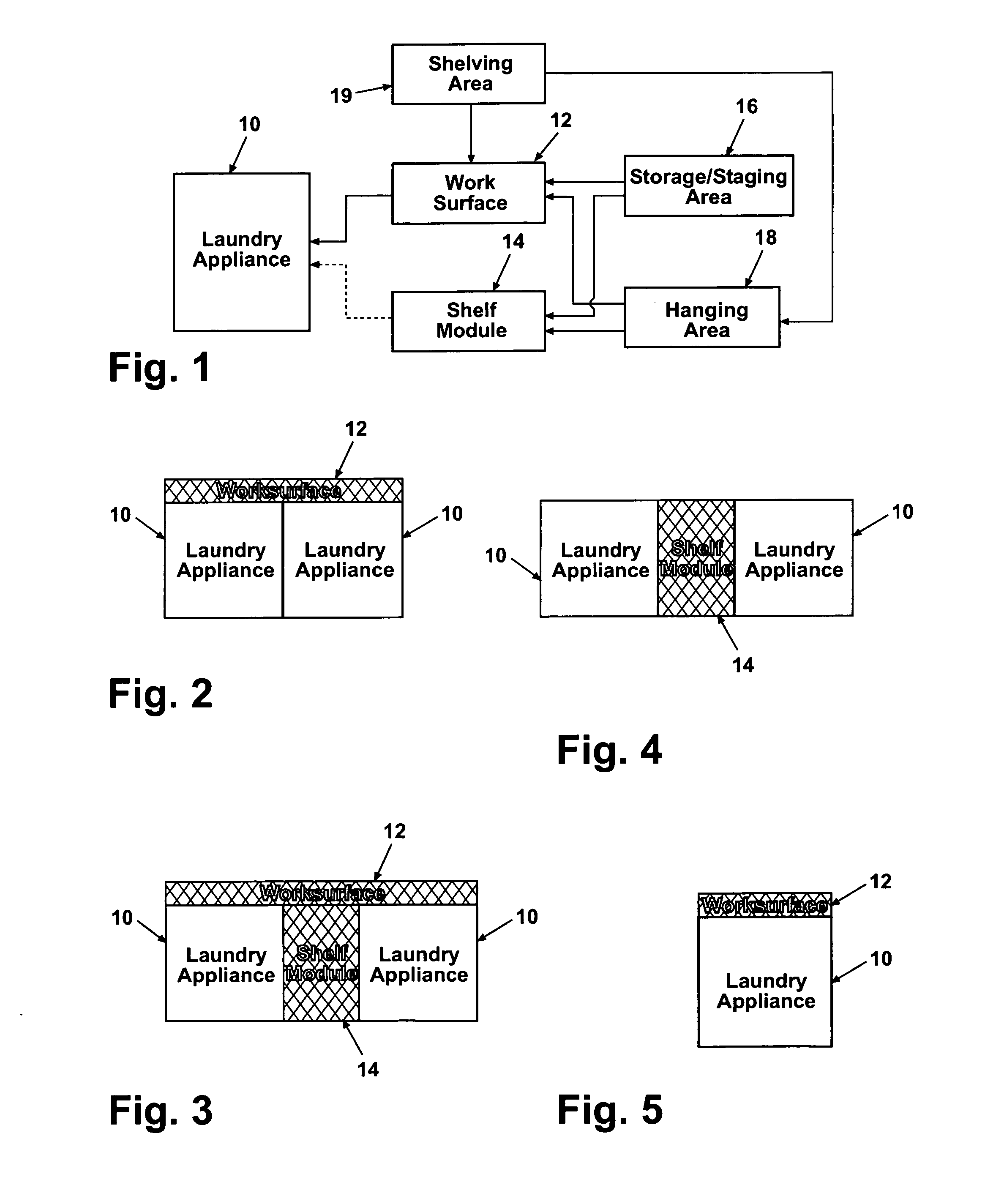 Modular laundry system with work surface