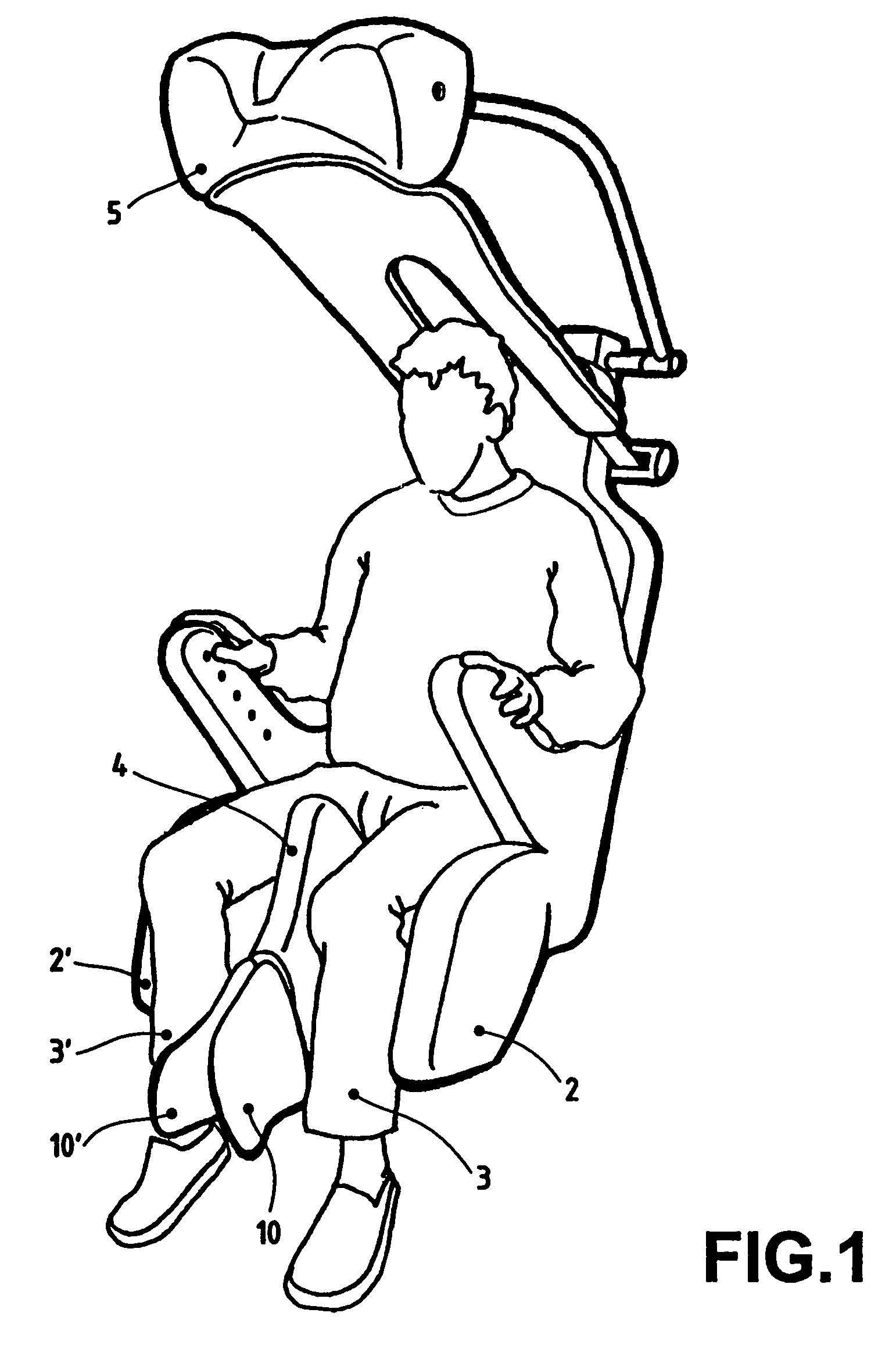 Device for locking the legs of a passenger in a seat