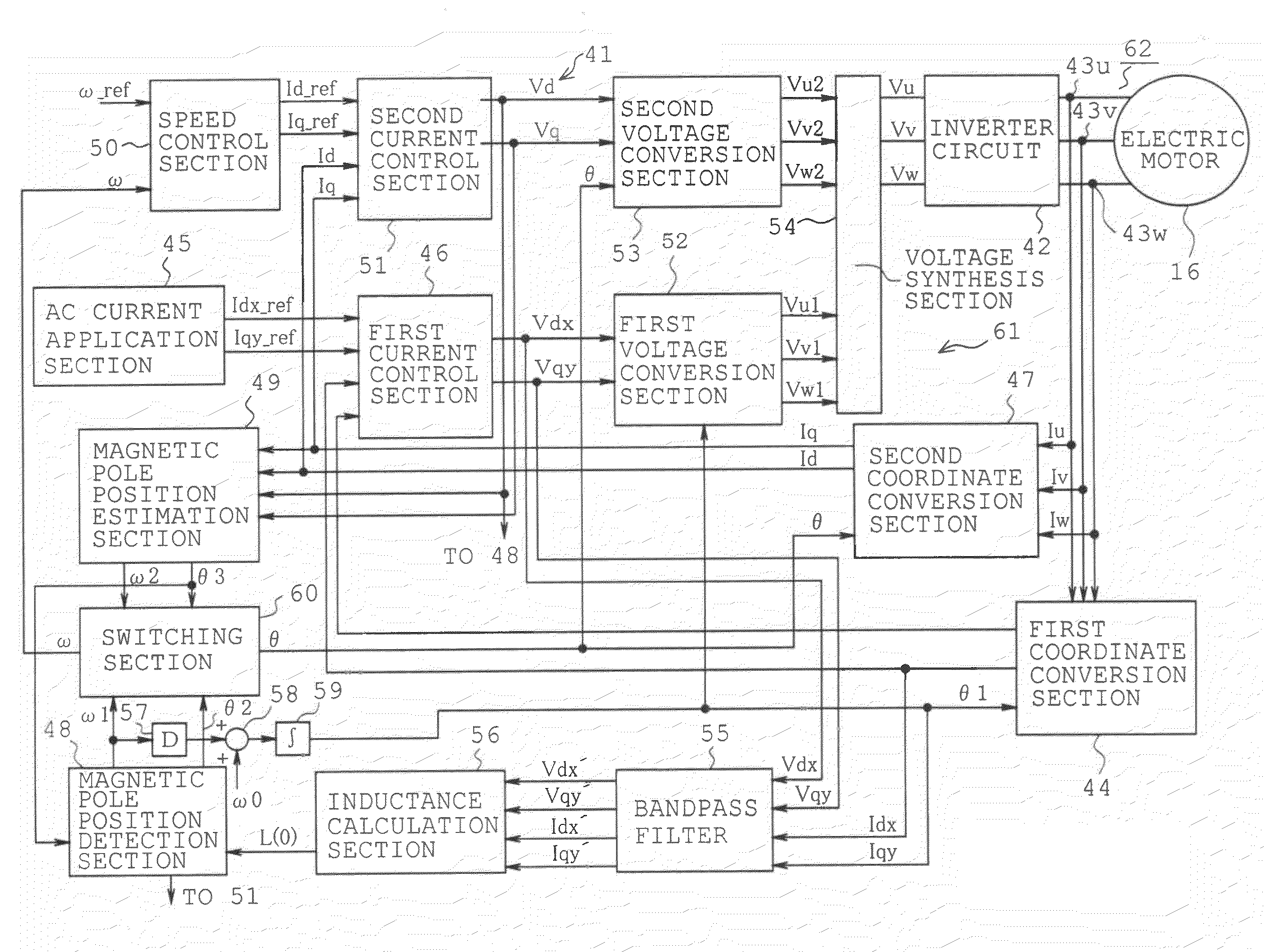 Motor magnetic pole position detecting device