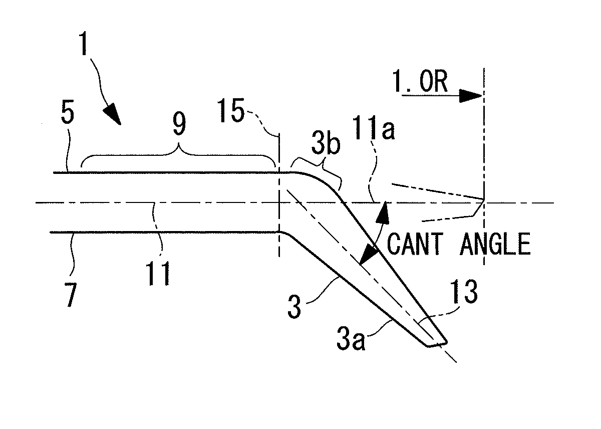 Wind turbine blade, wind turbine generator with the same, and design method of wind turbine blade