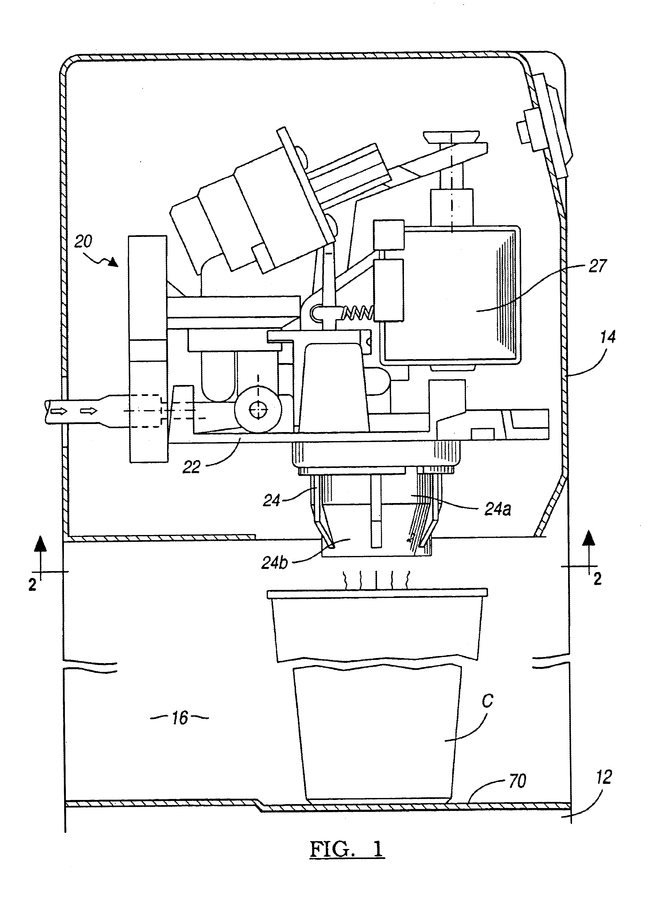 Beverage dispensing apparatus including a whipper insert and method