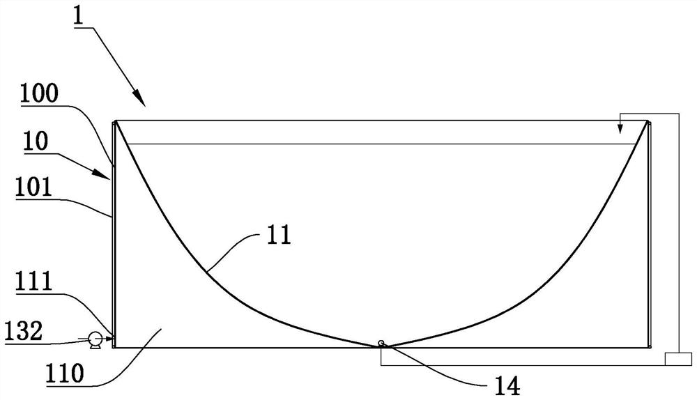 Circulating aquaculture pond with deformable auxiliary sewage structure