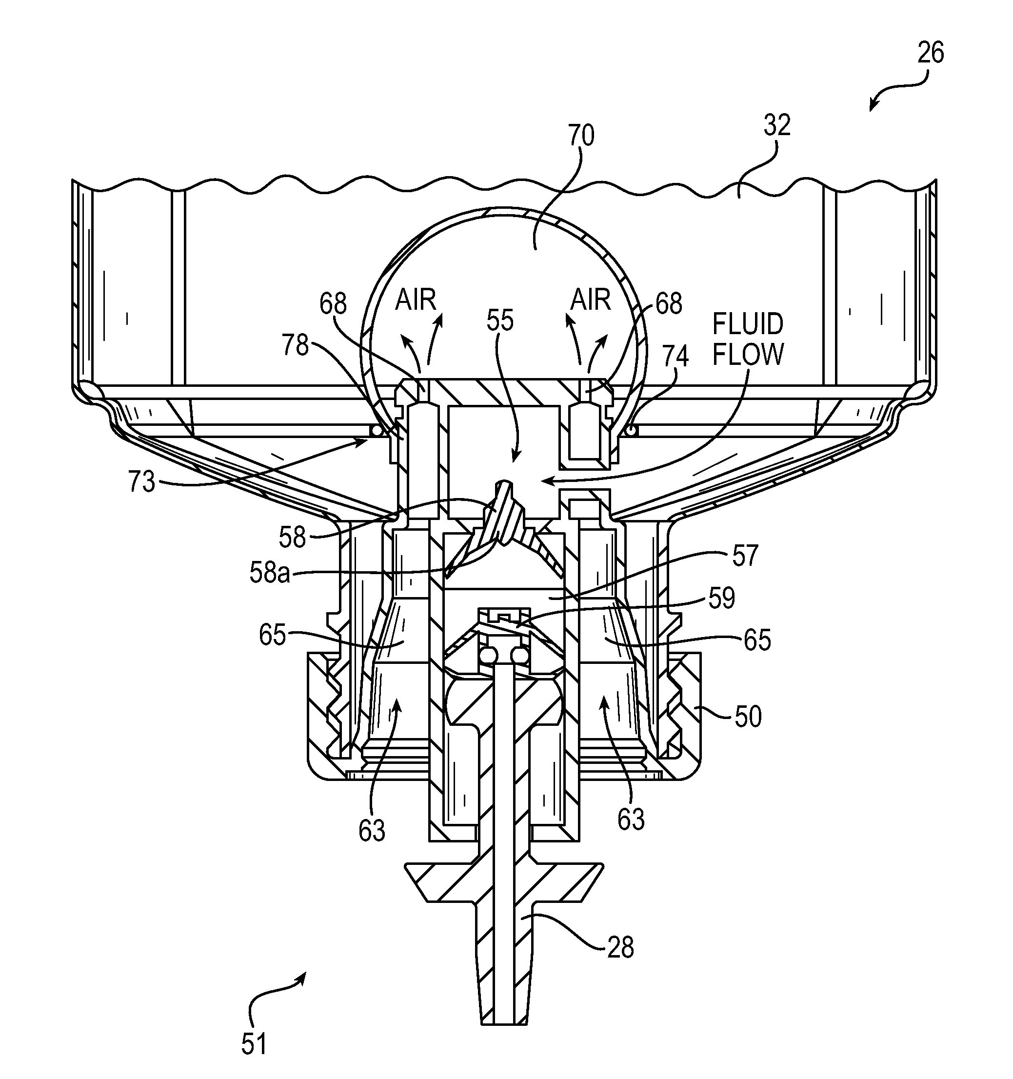 Closed system for venting a dispenser reservoir