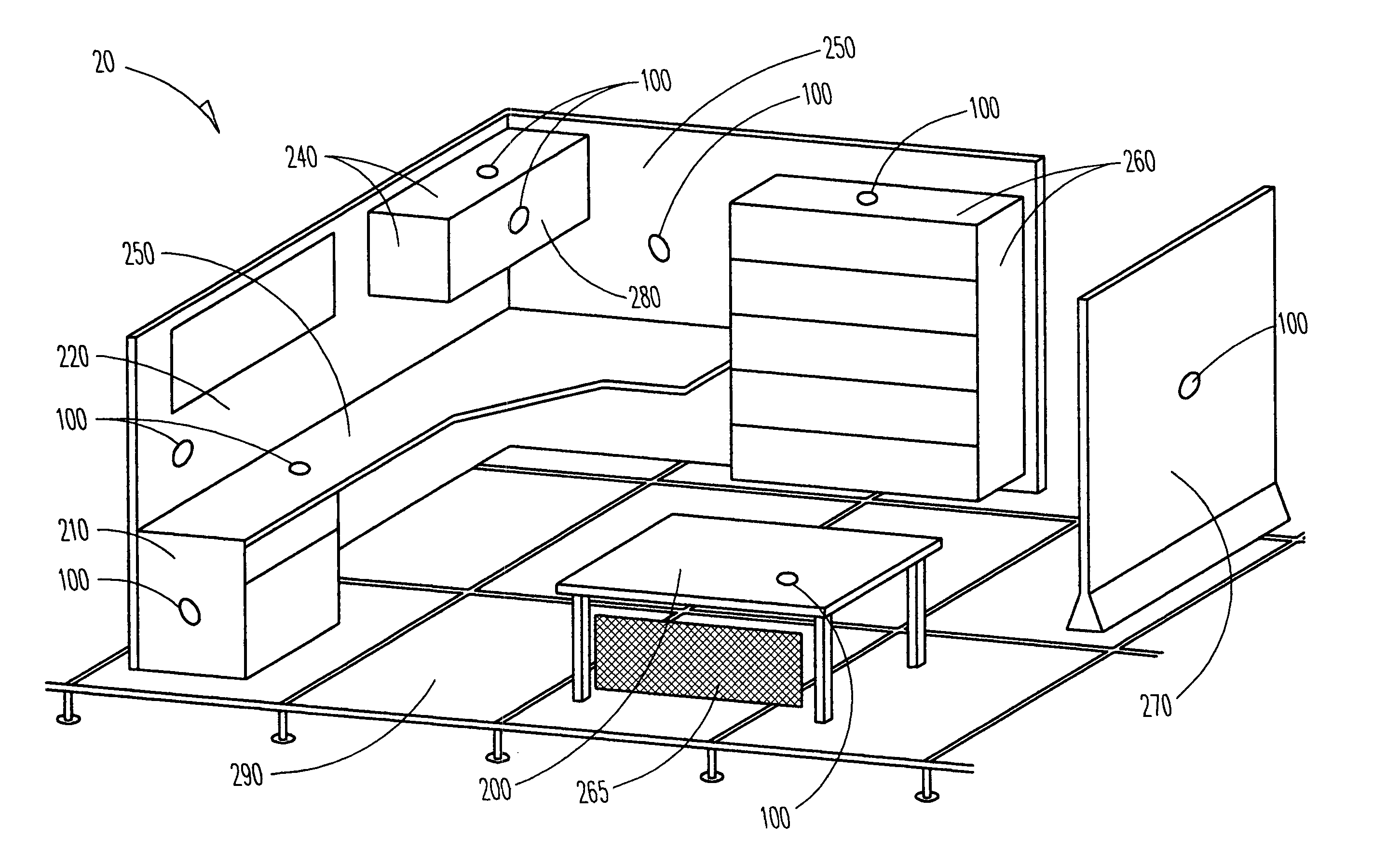 Embedded audio system in distributed acoustic sources