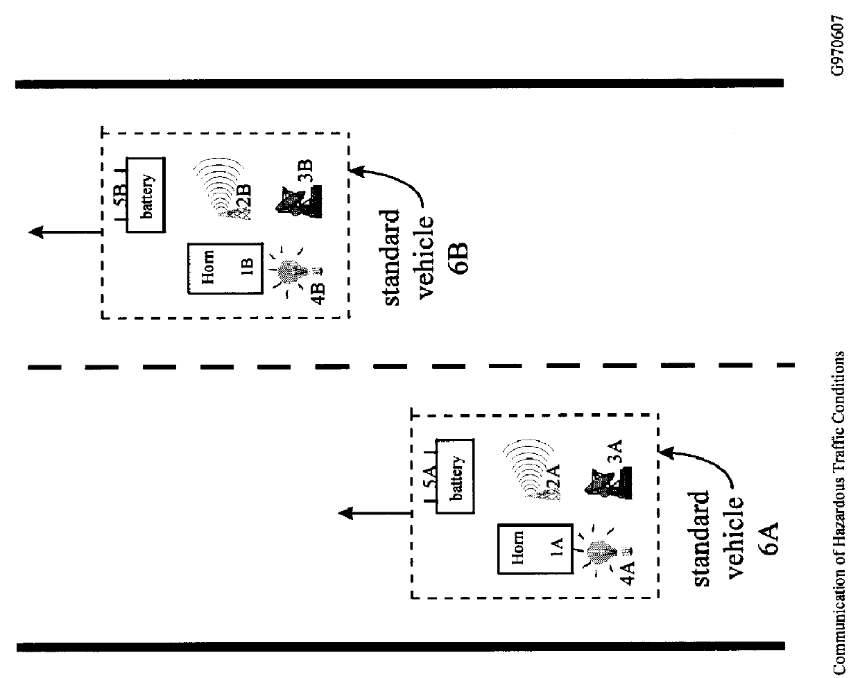 Vehicle warning system for visual communication of hazardous traffic conditions