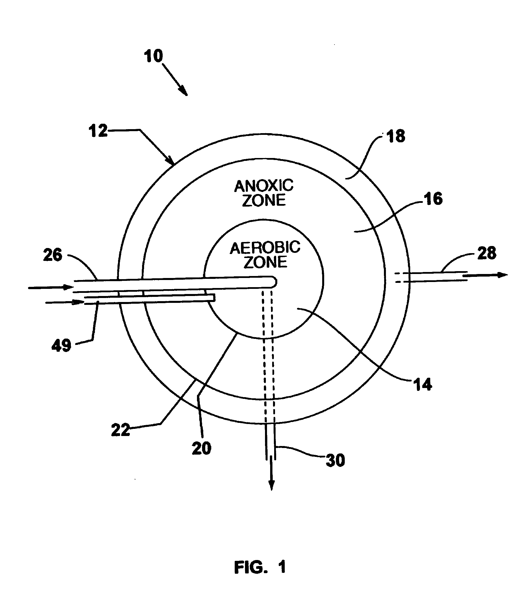 Single vessel multi-zone wastewater bio-treatment system