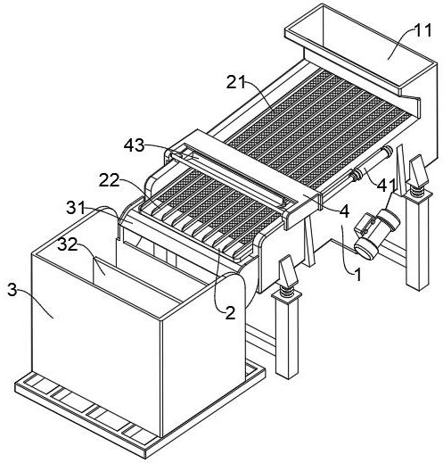 Blowing selection type flaky bamboo wood shaving sorting device