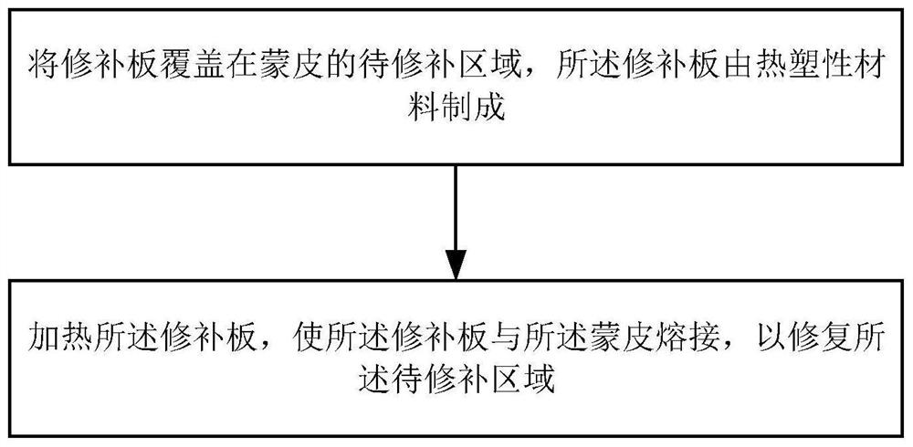 Skin repairing method and skin repairing equipment