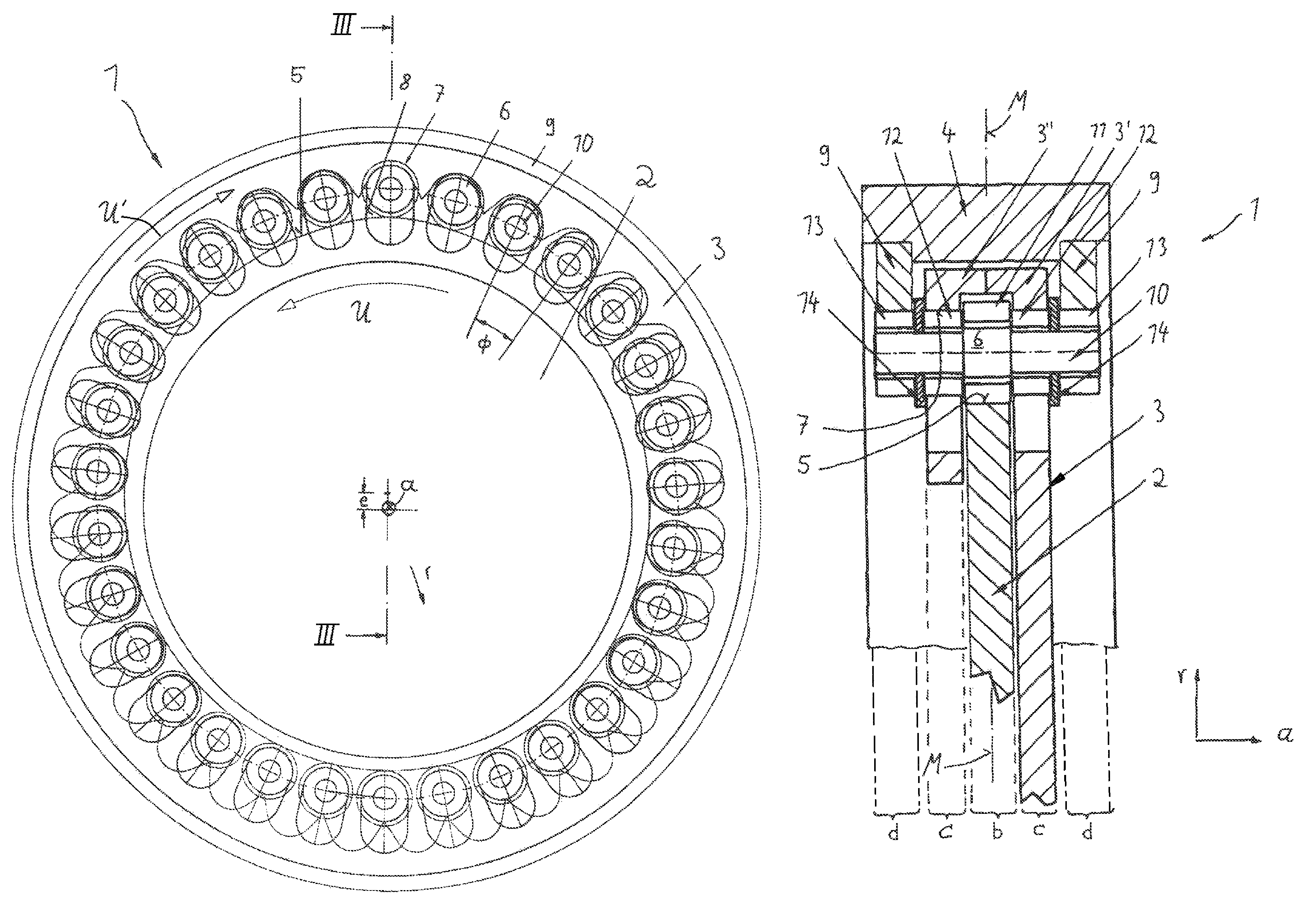 Rotary speed-change transmission