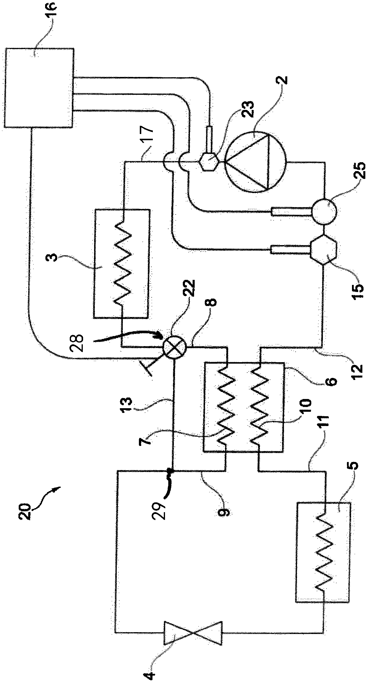 Cooling system with adjustable internal heat exchanger