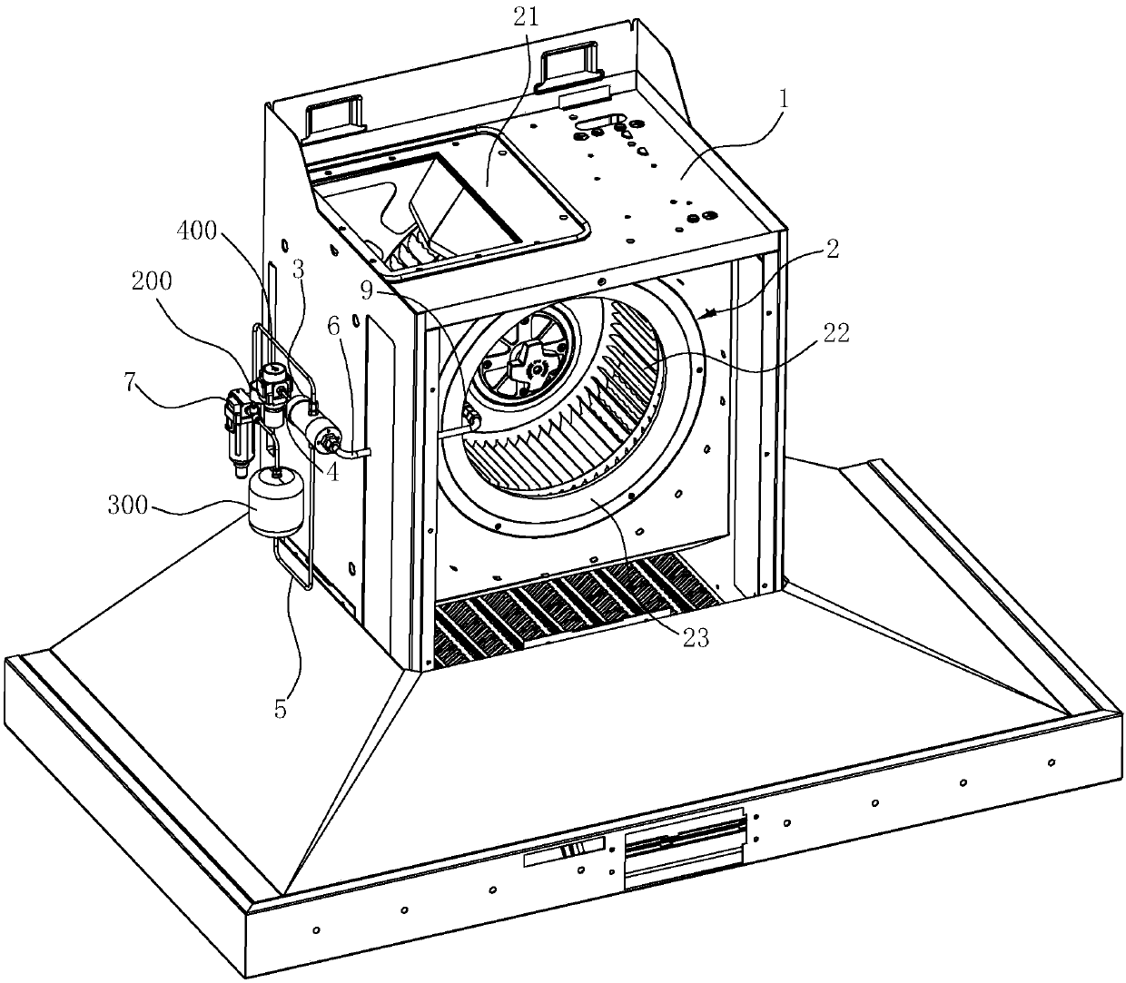 Range hood with self-cleaning function