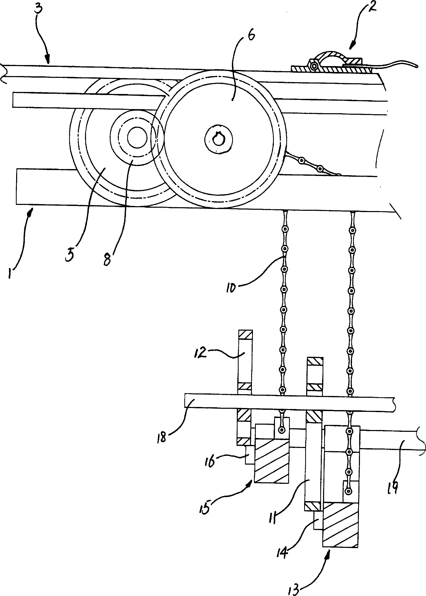 Transmission mechanism of curtain slice braiding machine