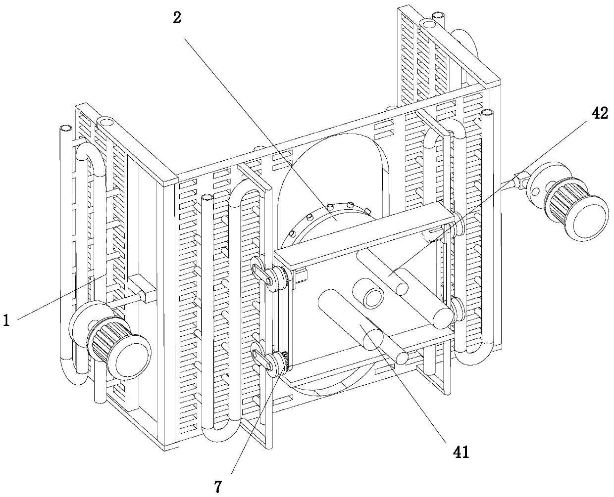 A construction site car washing device capable of rotating and washing