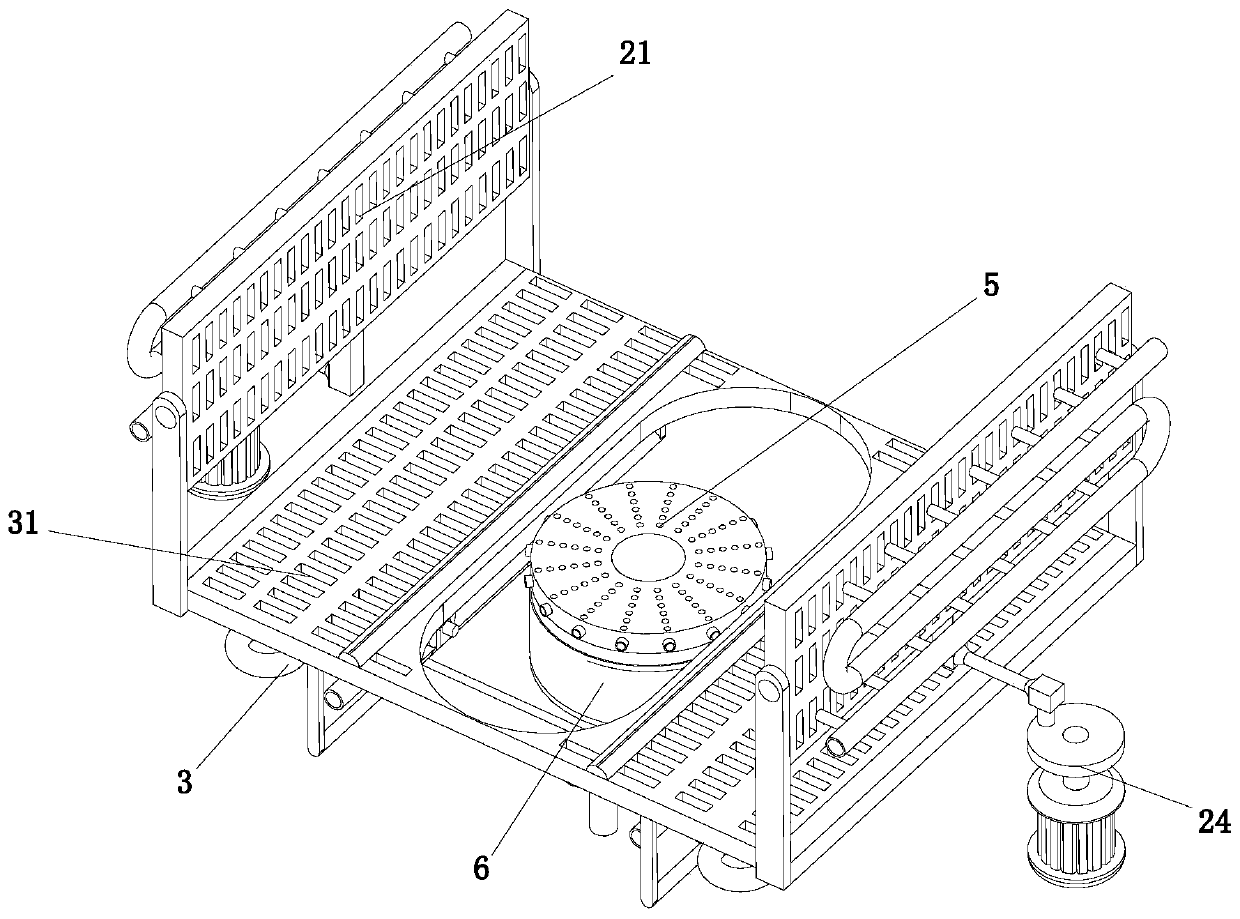 A construction site car washing device capable of rotating and washing