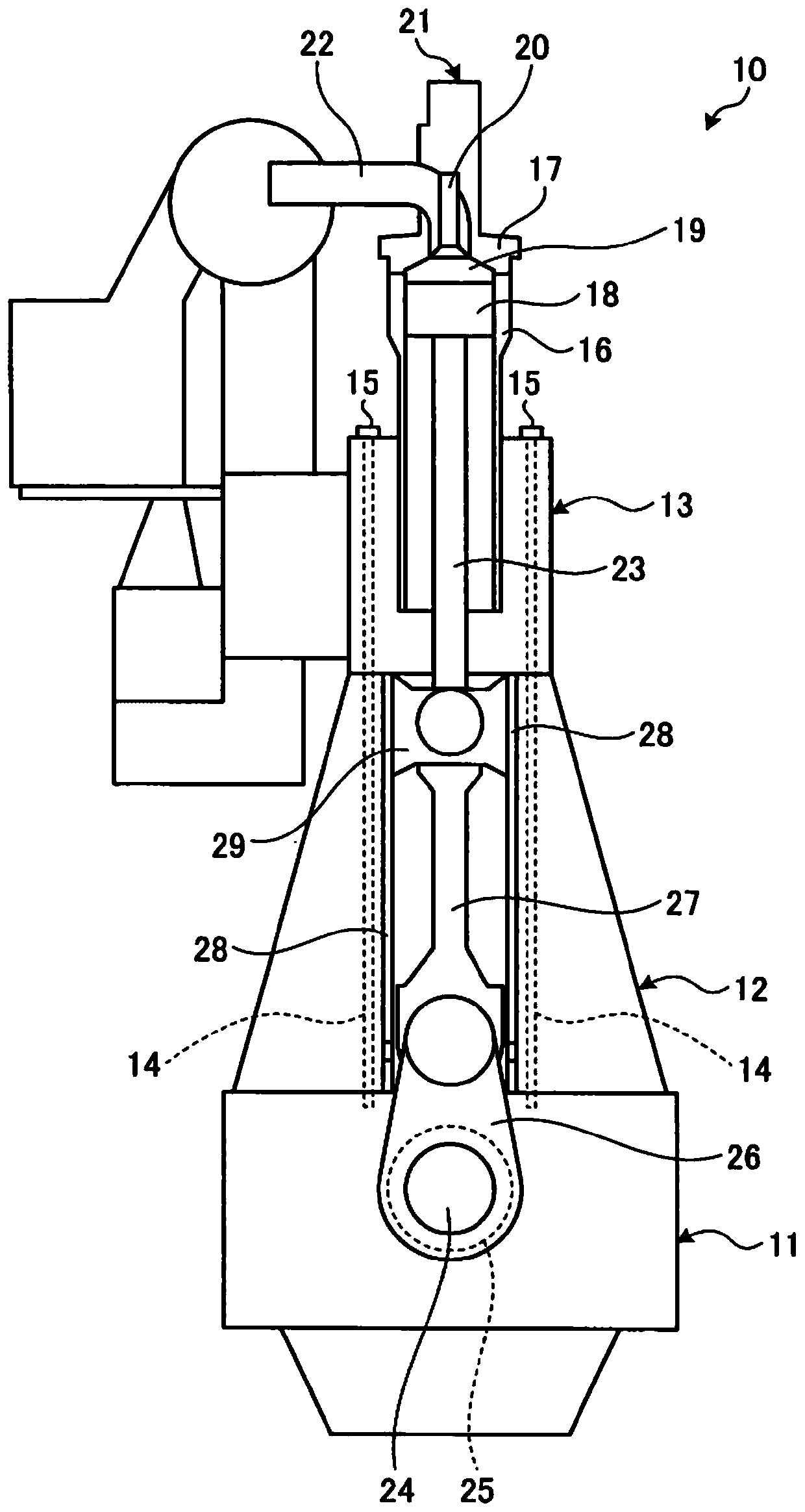 Crosshead bearing, crosshead, frame, and crosshead internal combustion engine