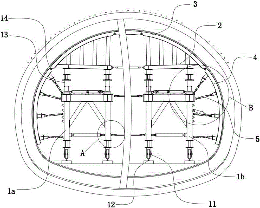 A kind of trolley and its construction method for concrete construction of multiple sections in mining method