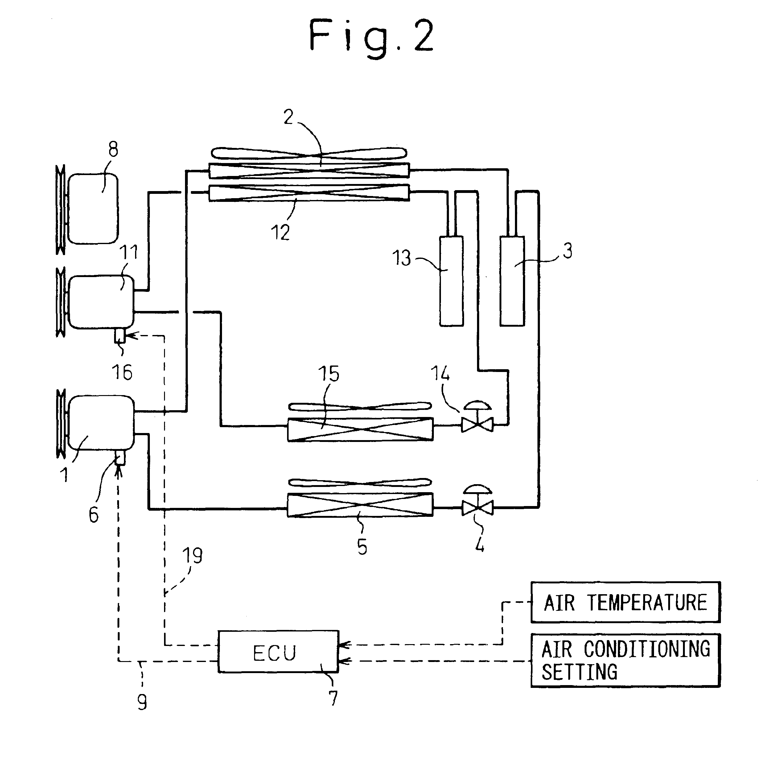 Control unit for variable displacement compressors