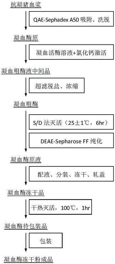 Preparing method for pig thrombin freeze-dried powder