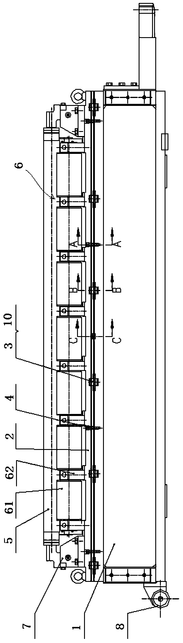 A self-adaptive working roll box of a tension leveling scale breaker